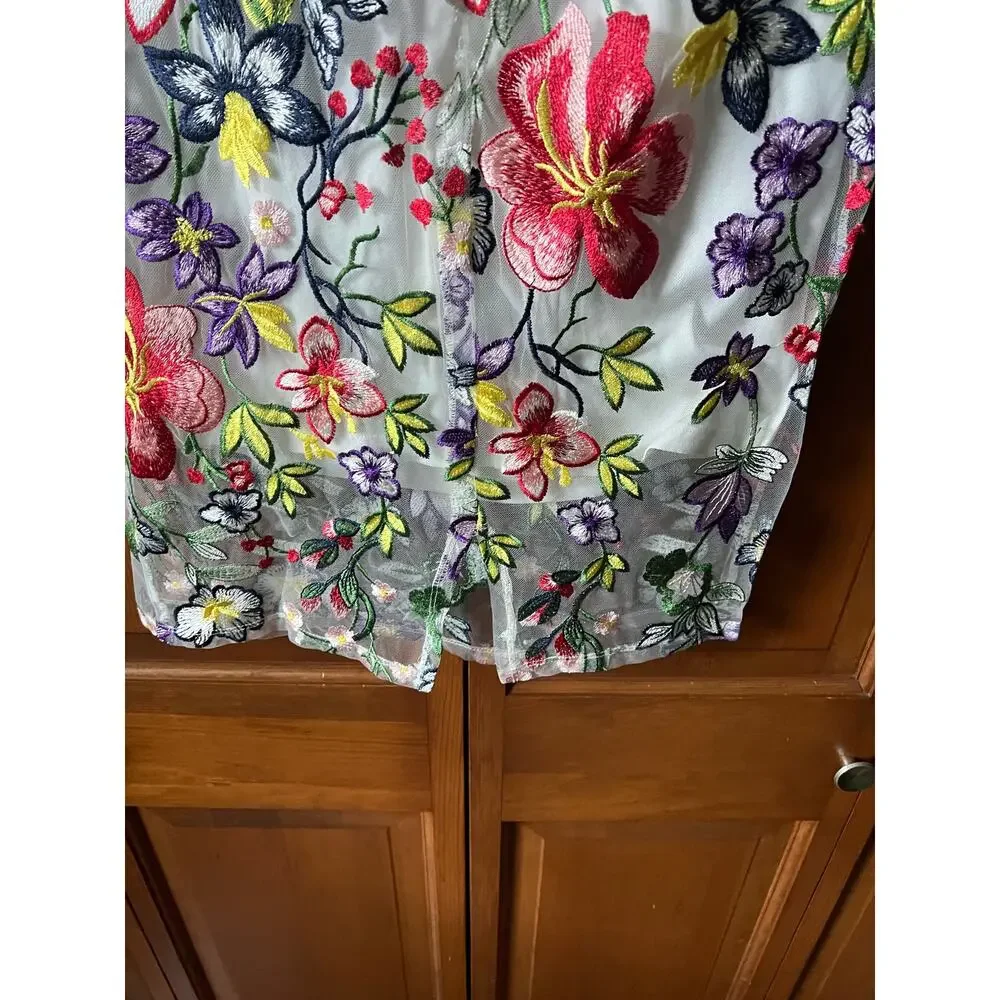 Alexia Admor Women's Floral Embroidered Mesh Overlay Sheath Dress Multicolor  4 - Picture 5 of 10